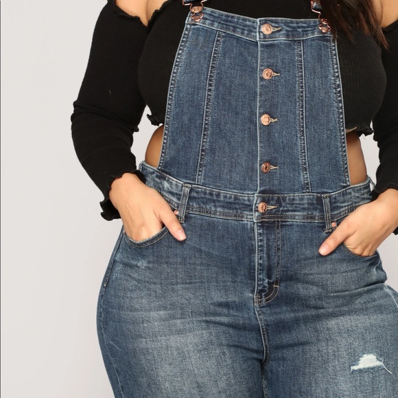 Plus size Denim Overalls, Fashion Nova 2XL - Picture 3 of 8